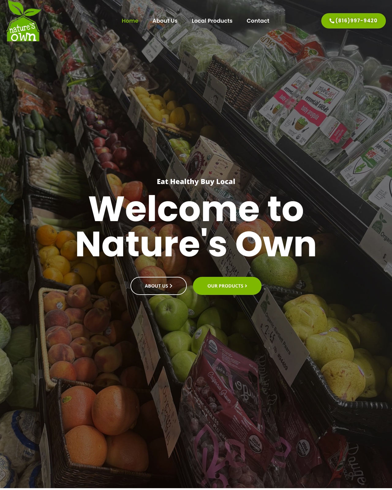 Nature's Own Market website homepage